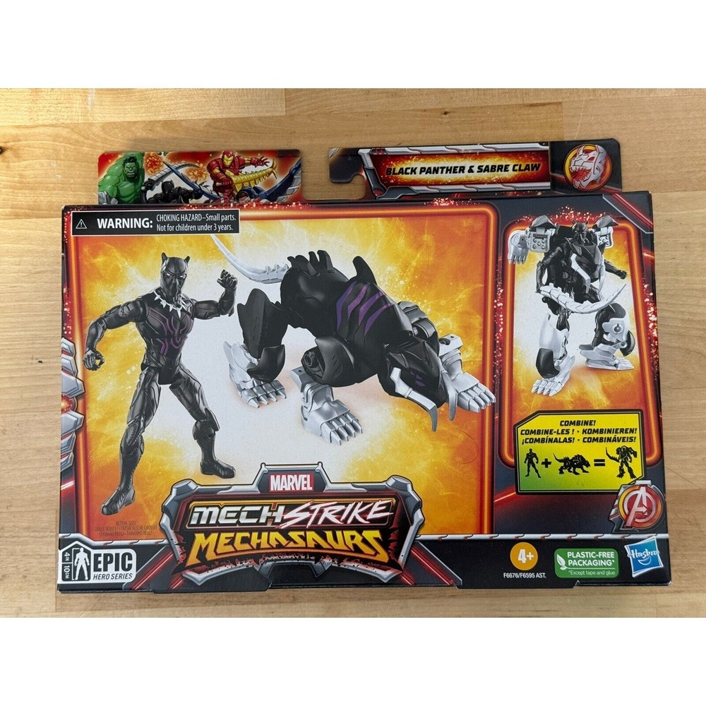 NEW Marvel Mech Strike Mechasaurs Black Panther & Sabre Claw Mech Suit 4" Figure